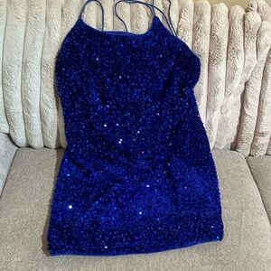 Size Xl , Dark Blue Sparkle Homecoming Dress